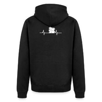 Jigsaw Puzzle - Puzzle - Puzzlen - Herzschlag - Unisex Premium Bio Zip Hoodie - Schwarz - Hinten - Nico (187cm)