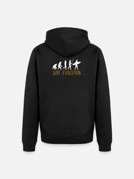 Evolution of Man Surfing - Unisex Premium Organic Zip Hoodie - black