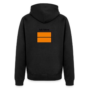 Ich fahre Gefahrgut - LKW und Speditions-Shirt - Unisex Premium Bio Zip Hoodie - Schwarz - Hinten - Nico (187cm)