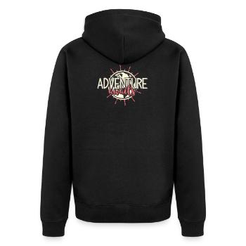Adventure Awaits Camping T-Shirt - Unisex Premium Bio Zip Hoodie - Schwarz - Hinten - Nico (187cm)