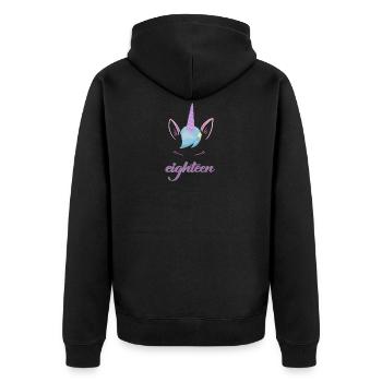 Einhorn 18. Geburtstag Party - Achtzehn Jahre - Unisex Premium Bio Zip Hoodie - Schwarz - Hinten - Nico (187cm)