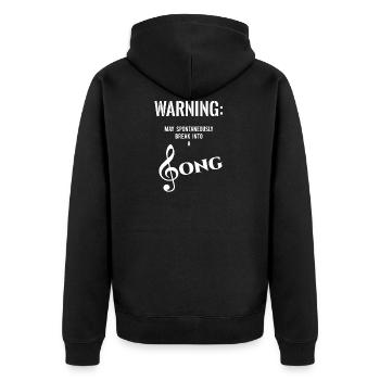 Attention - chanson - chant - clef - Veste à capuche bio Premium Unisexe - noir - Dos - Nico (187cm)