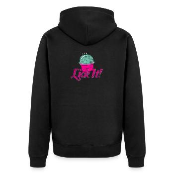 Eis lecken Softeis Geschenkidee Sommer Frühling - Unisex Premium Bio Zip Hoodie - Schwarz - Hinten - Nico (187cm)