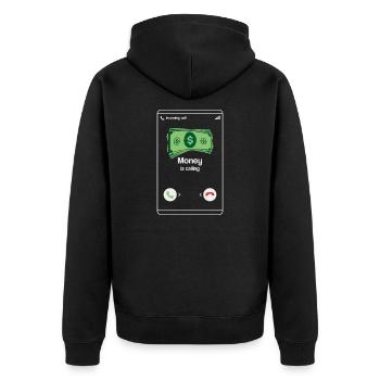 Money is calling - Incoming Call - Money Hustle - Unisex Premium Organic Zip Hoodie - black - Back - Nico (187cm)