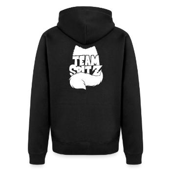 Silhouette Team Spitz - Unisex Premium Bio Zip Hoodie - Schwarz - Hinten - Nico (187cm)