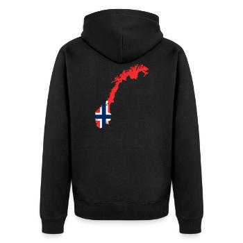 Flagge Norwegen - Unisex Premium Bio Zip Hoodie - Schwarz - Hinten - Nico (187cm)