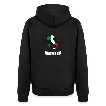 Italien Flagge italienisch Italia Geschenk - Unisex Premium Bio Zip Hoodie - Schwarz - Hinten - Nico (187cm)
