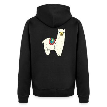 Alpaka - Unisex Premium Bio Zip Hoodie - Schwarz - Hinten - Nico (187cm)