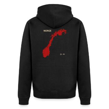 Norge Norway Dr Maps red - Unisex Premium Organic Zip Hoodie - black - Back - Nico (187cm)