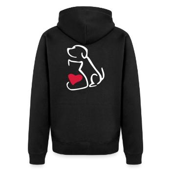 hunde katzen liebe - Unisex Premium Bio Zip Hoodie - Schwarz - Hinten - Nico (187cm)