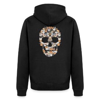 Skull Cats | Kitten cat head gift - Unisex Premium Organic Zip Hoodie - black - Back - Nico (187cm)