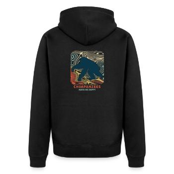 Schimpanse - Unisex Premium Bio Zip Hoodie - Schwarz - Hinten - Nico (187cm)