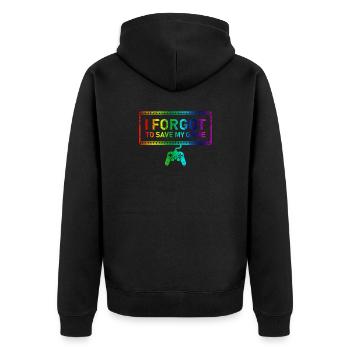 Gaming - Unisex Premium Bio Zip Hoodie - Schwarz - Hinten - Nico (187cm)