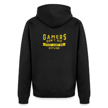 Gaming - Unisex Premium Bio Zip Hoodie - Schwarz - Hinten - Nico (187cm)