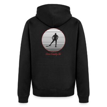 Langlauf - Unisex Premium Bio Zip Hoodie - Schwarz - Hinten - Nico (187cm)