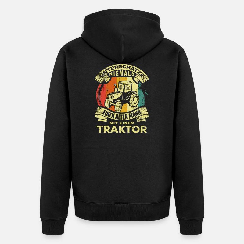 Traktor Opa - Unisex Premium Bio Zip Hoodie - Schwarz
