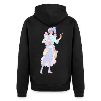 Manga Mädchen in pastelliger Kleidung - Unisex Premium Bio Zip Hoodie - Schwarz - Hinten - Nico (187cm)