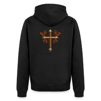 Templer Kreuz Ritter Tempelritter Orden - Unisex Premium Bio Zip Hoodie - Schwarz - Hinten - Nico (187cm)