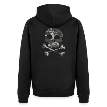 Crâne en motif de camouflage - Veste à capuche bio Premium Unisexe - noir - Dos - Nico (187cm)