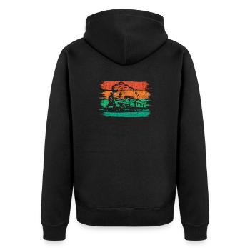 Zug - Unisex Premium Bio Zip Hoodie - Schwarz - Hinten - Nico (187cm)