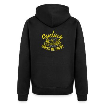 Tandem Fahrrad - Unisex Premium Bio Zip Hoodie - Schwarz - Hinten - Nico (187cm)