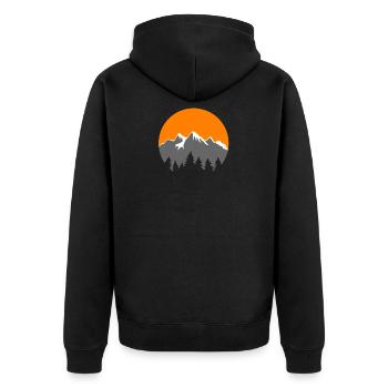 Berge - Unisex Premium Bio Zip Hoodie - Schwarz - Hinten - Nico (187cm)