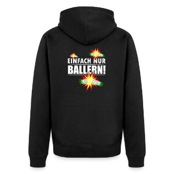 Silvester Knaller Pyro nur Ballern - Unisex Premium Bio Zip Hoodie - Schwarz - Hinten - Nico (187cm)