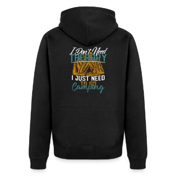 Campen - Unisex Premium Bio Zip Hoodie - Schwarz - Hinten - Nico (187cm)