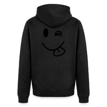Frech - Unisex Premium Bio Zip Hoodie - Schwarz - Hinten - Nico (187cm)