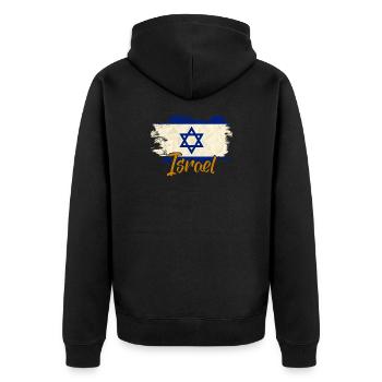Israel - Unisex Premium Bio Zip Hoodie - Schwarz - Hinten - Nico (187cm)