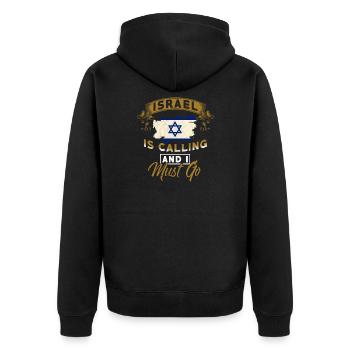 Israel - Unisex Premium Bio Zip Hoodie - Schwarz - Hinten - Nico (187cm)
