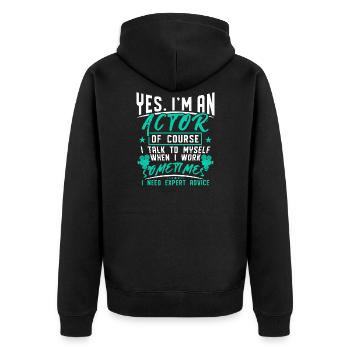 Schauspieler - Unisex Premium Bio Zip Hoodie - Schwarz - Hinten - Nico (187cm)