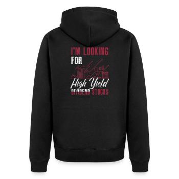 Aktien Dividende - Unisex Premium Bio Zip Hoodie - Schwarz - Hinten - Nico (187cm)