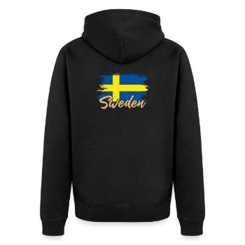 Schweden - Unisex Premium Bio Zip Hoodie - Schwarz - Hinten - Nico (187cm)