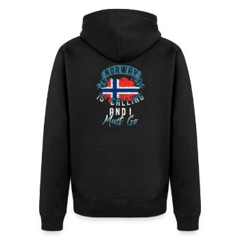 Norwegen - Unisex Premium Bio Zip Hoodie - Schwarz - Hinten - Nico (187cm)