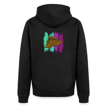 Zug - Unisex Premium Bio Zip Hoodie - Schwarz - Hinten - Nico (187cm)