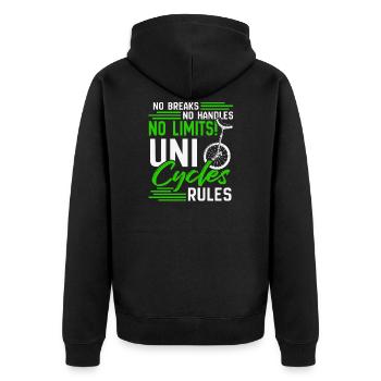 Einrad - Unisex Premium Bio Zip Hoodie - Schwarz - Hinten - Nico (187cm)