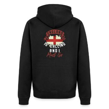 England - Unisex Premium Bio Zip Hoodie - Schwarz - Hinten - Nico (187cm)