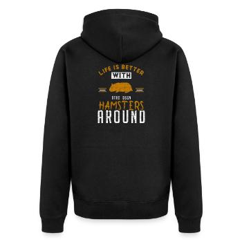 Hamster - Unisex Premium Bio Zip Hoodie - Schwarz - Hinten - Nico (187cm)