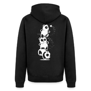 Panda süß - Unisex Premium Bio Zip Hoodie - Schwarz - Hinten - Nico (187cm)