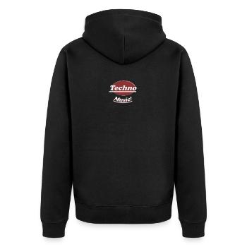 Techno Music - Unisex Premium Bio Zip Hoodie - Schwarz - Hinten - Nico (187cm)