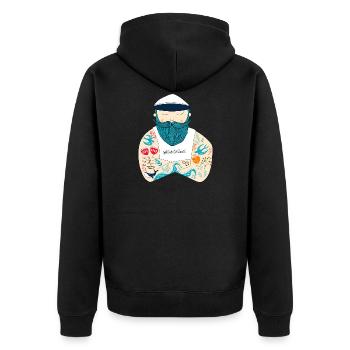 Meer, Salz und Liebe I Skandinavischer Seemann - Unisex Premium Bio Zip Hoodie - Schwarz - Hinten - Nico (187cm)