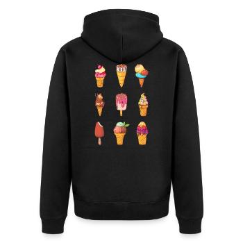 Retro vintage grunge style ice cream - Unisex Premium Organic Zip Hoodie - black - Back - Nico (187cm)