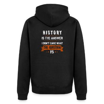 historian - Unisex Premium Organic Zip Hoodie - black - Back - Nico (187cm)