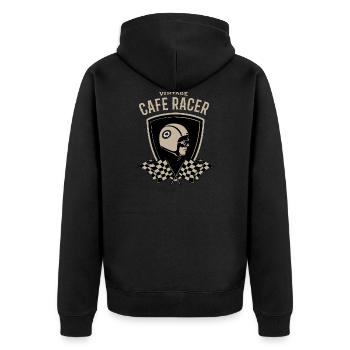 Cafe Racer Logo - Unisex Premium Bio Zip Hoodie - Schwarz - Hinten - Nico (187cm)