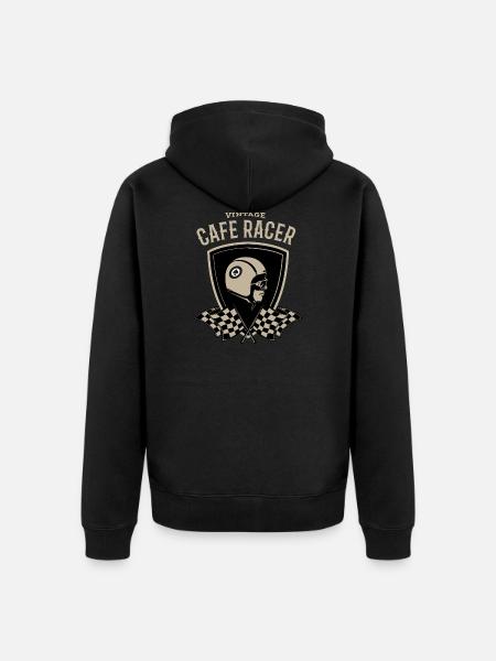 Cafe Racer logo - Unisex Premium Organic Zip Hoodie - black