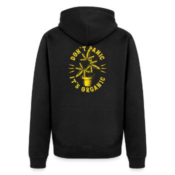Bio-Cannabis - Unisex Premium Bio Zip Hoodie - Schwarz - Hinten - Nico (187cm)