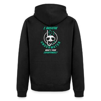 Tauchen - Unisex Premium Bio Zip Hoodie - Schwarz - Hinten - Nico (187cm)