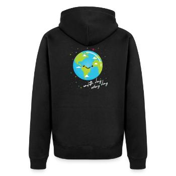 Earth Day Shirt Kids Women Men Happy Earth Day - Unisex Premium Bio Zip Hoodie - Schwarz - Hinten - Nico (187cm)