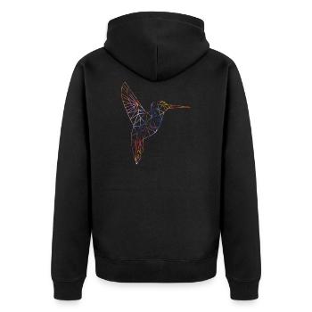 hummingbird - Unisex Premium Organic Zip Hoodie - black - Back - Nico (187cm)